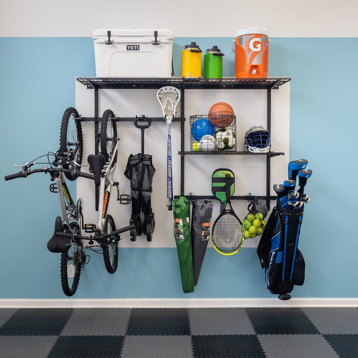 gear garage Garage Organization System | Wall Mounted Storage for Yard Tools & Bikes
