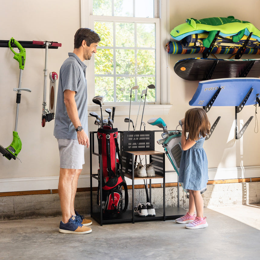 garage golf bag organizer