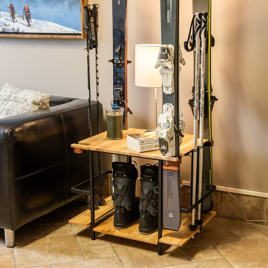 living room ski storage