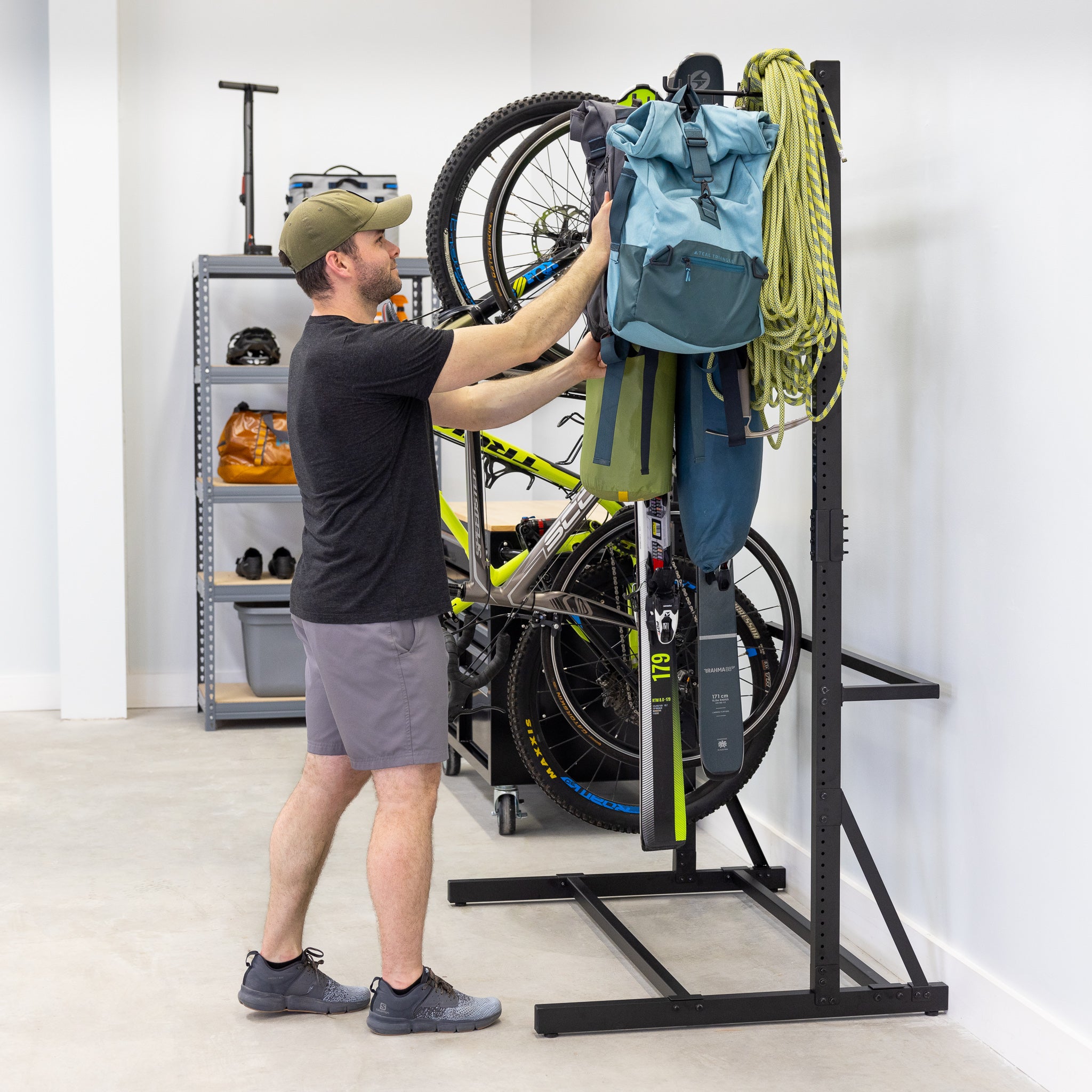 Freestanding Storage Stand for Skis, Bicycles, Bags and Sports