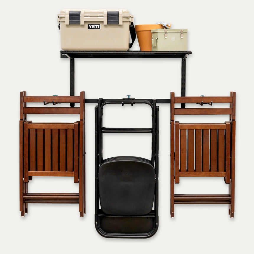 Chair Stack Storage Unit Wall Mounted Chair Storage Rack with Shelf | Chair Hanger by Teal Triangle