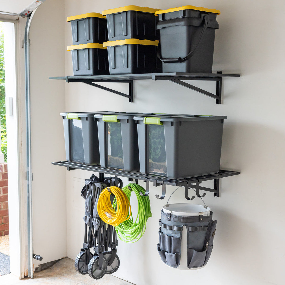 Garage Wall Mounted Shelves | Hook Storage System | Set of 2 – Teal ...