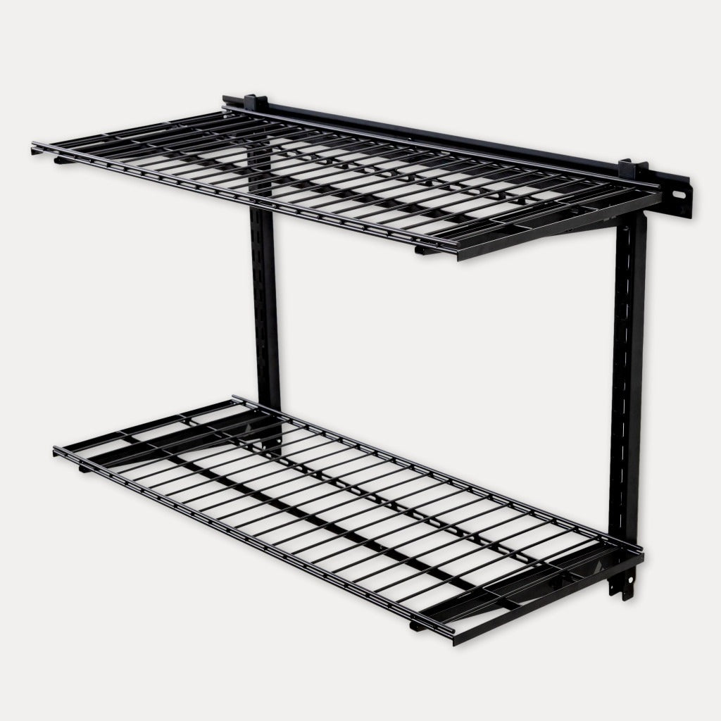 G.SHELF 1200(ウォールナット) Garage Utility Shelves | 2-Tier Heavy-Duty Wall Mounted