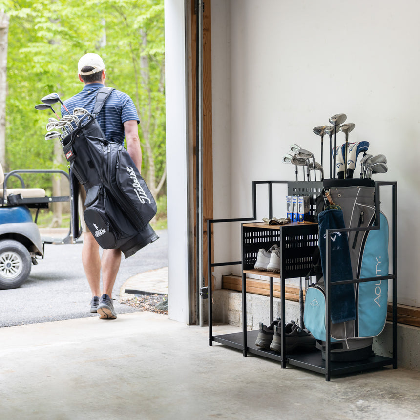 garage golf bag rack
