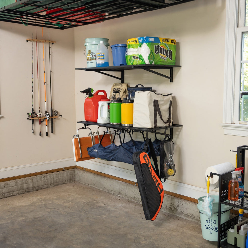 Garage Wall Mounted Shelves | Hook Storage System | Set of 2 – Teal ...