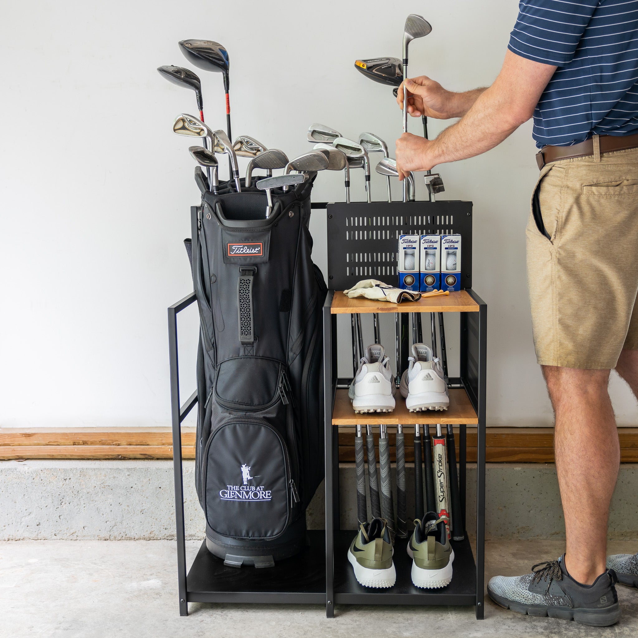 Golf Bag Rack for Garage – Teal Triangle