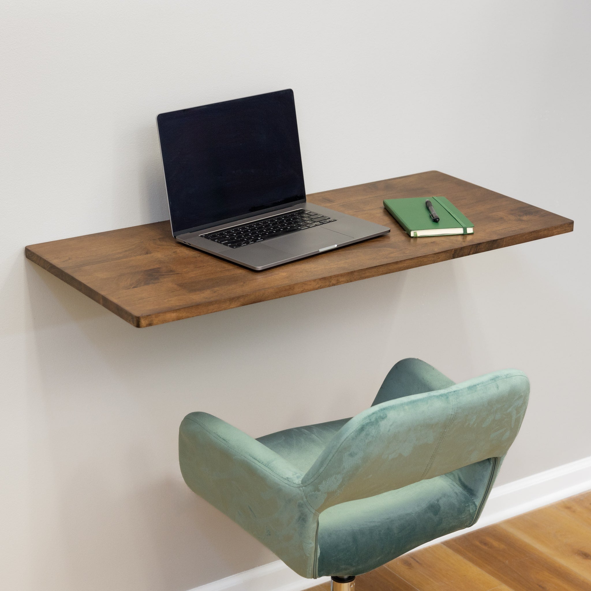 Foldaway Wall Mounted Table, Solid Wood With Black Folding