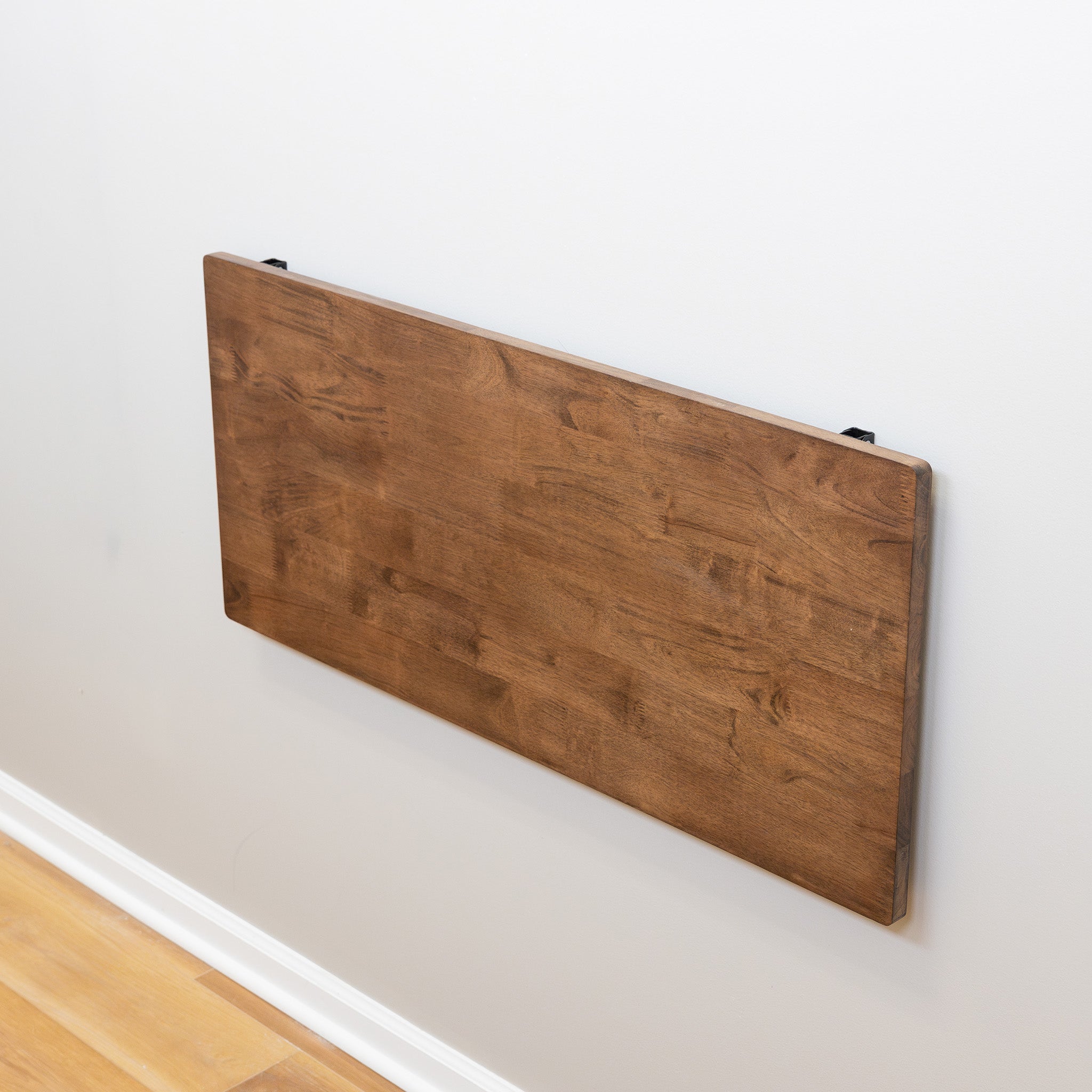 Foldaway Wall Mounted Table, Solid Wood With Black Folding
