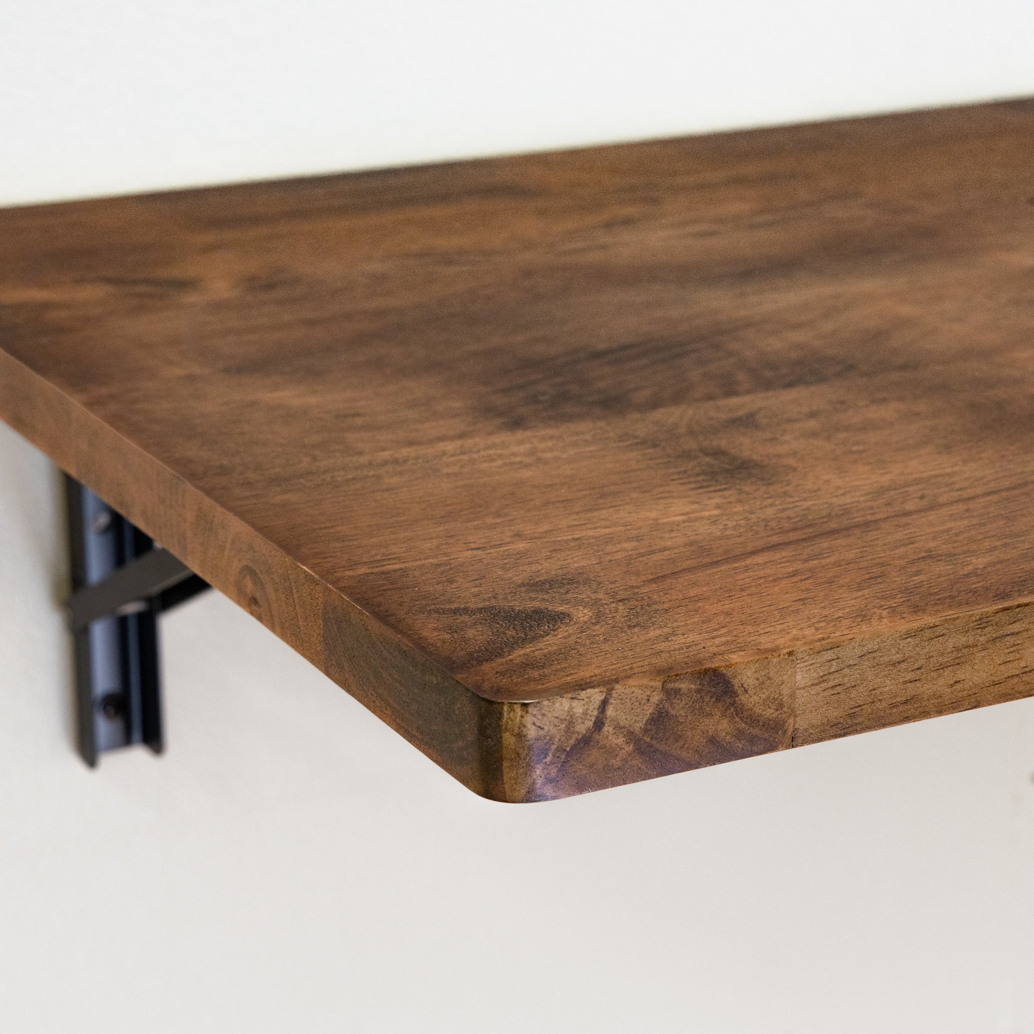 Foldaway Wall Mounted Table, Solid Wood With Black Folding